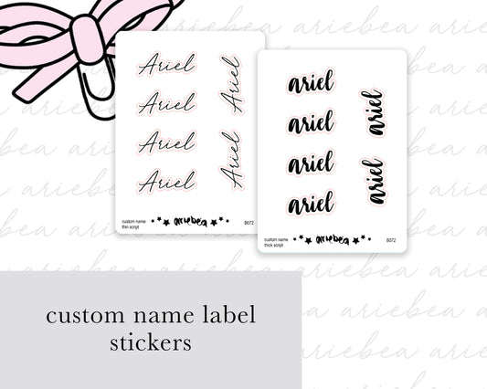 Custom Name Script Planner Stickers