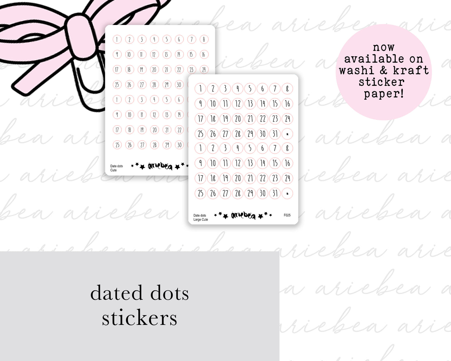 Monthly Date Dot Planner Stickers- Cute font