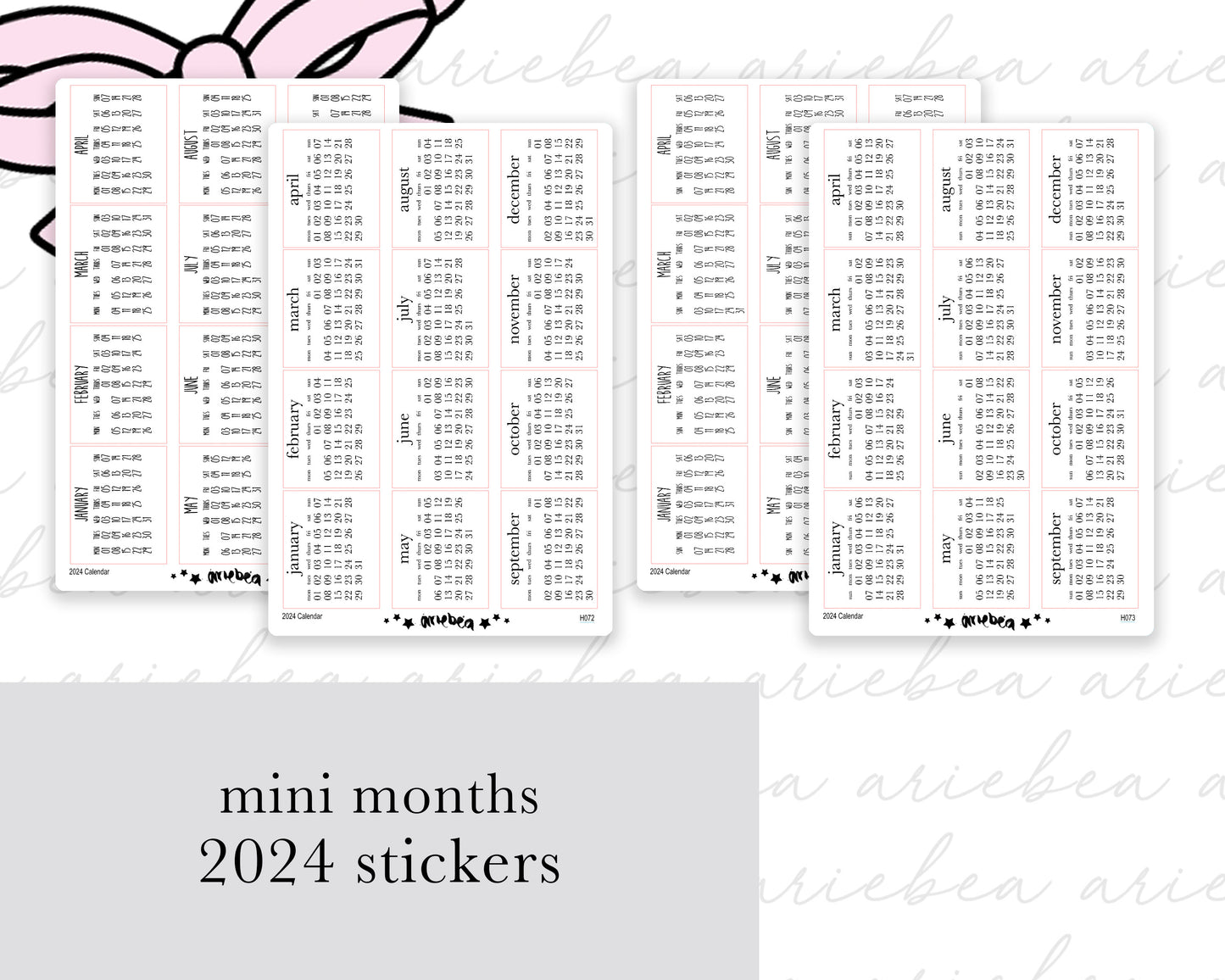 2024 Mini Month Calendar Planner Stickers