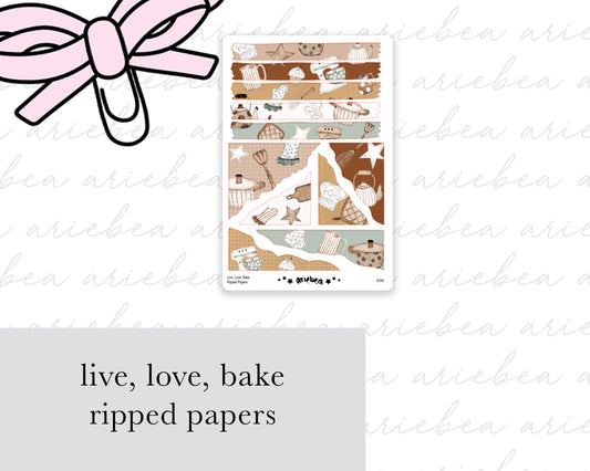 Live, Love, Bake Ripped Papers