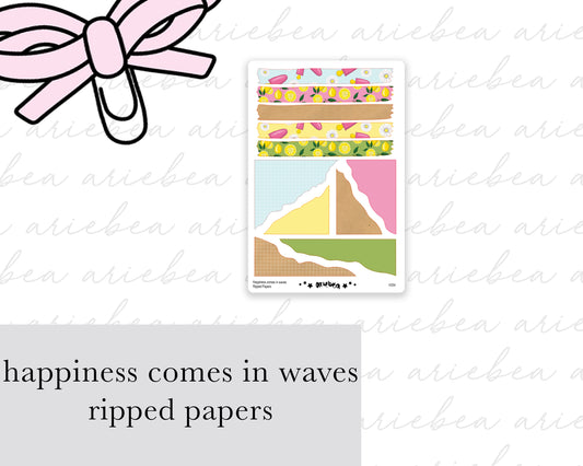 Happiness Comes In Waves Ripped Papers