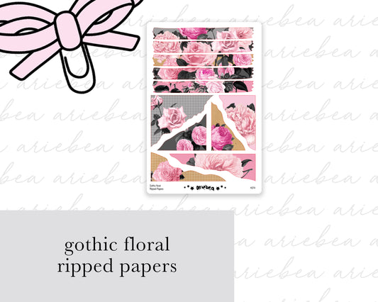 Gothic Floral Ripped Papers