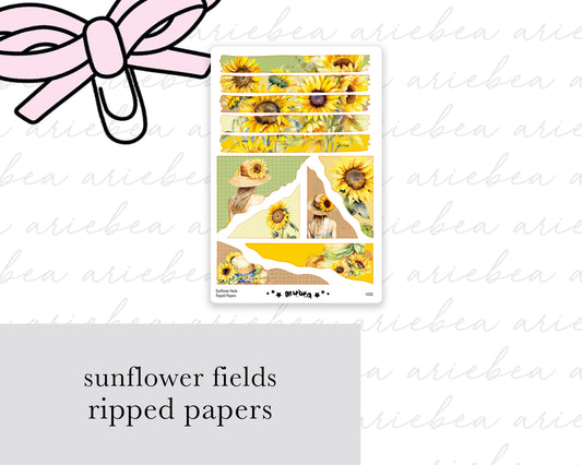 Sunflower Fields Ripped Papers