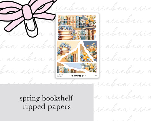 Spring Bookshelf Ripped Papers
