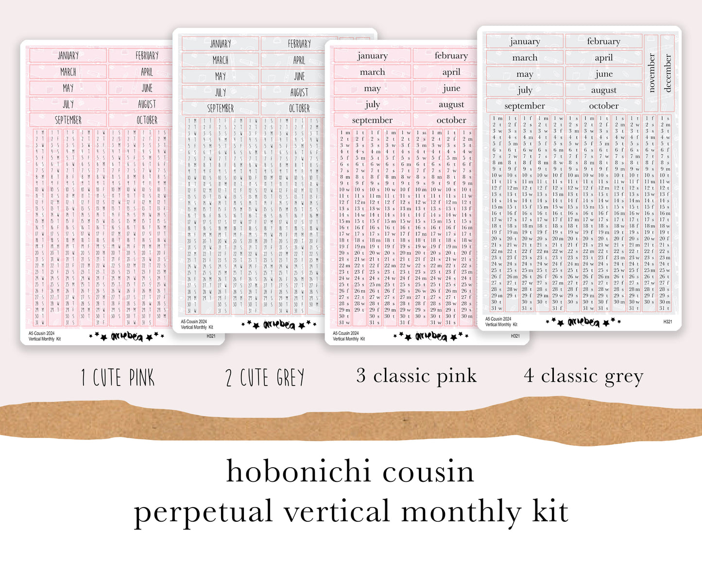 Vertical Perpetual Monthly | Hobonichi Cousin A5 | 2024
