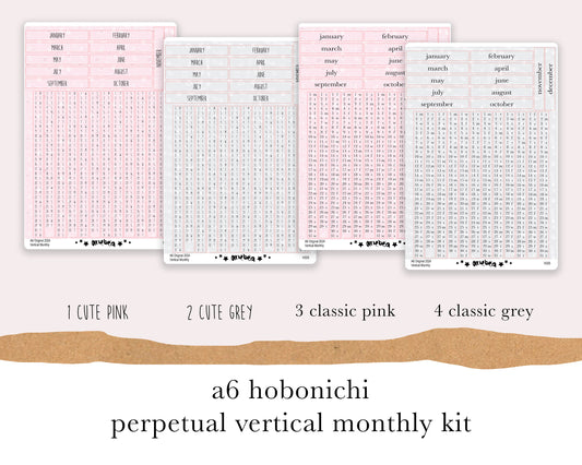 Vertical Perpetual Monthly | Hobonichi A6 | 2024
