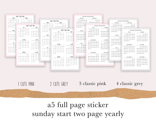 Sunday Start 2 page |A5| Full Page Sticker|2024
