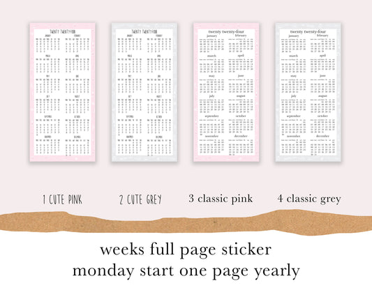 Monday Start 1 page |Weeks| Full Page Sticker |2024