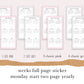 Monday Start 2 page |Weeks| Full Page Sticker |2024