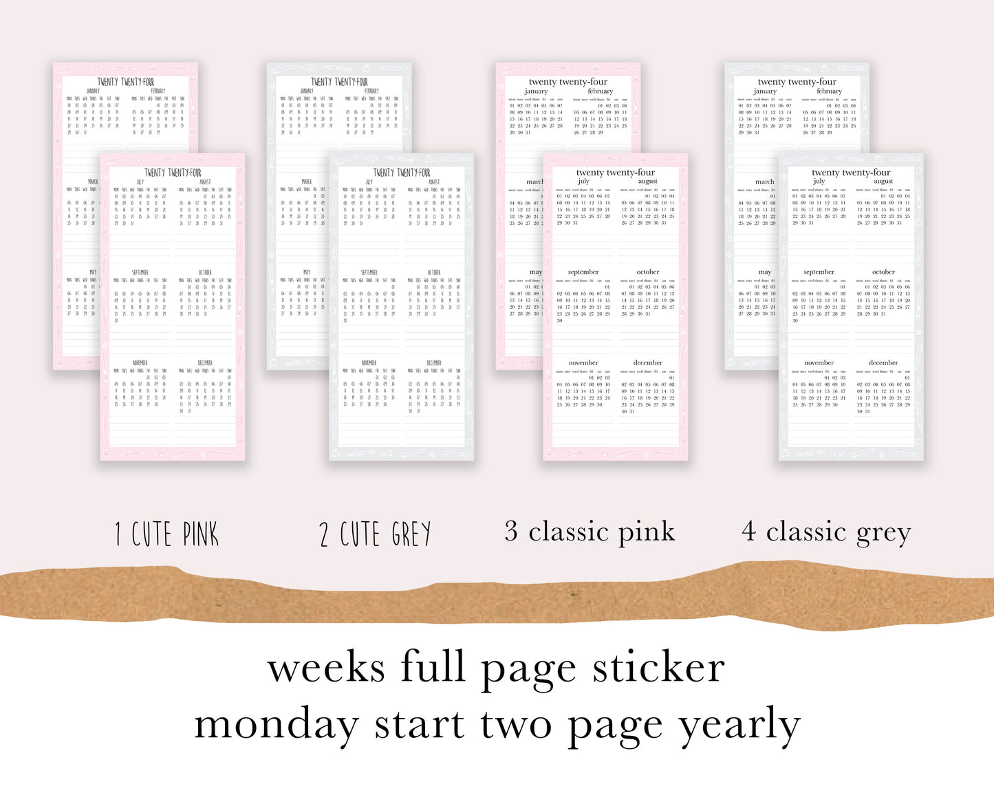 Monday Start 2 page |Weeks| Full Page Sticker |2024
