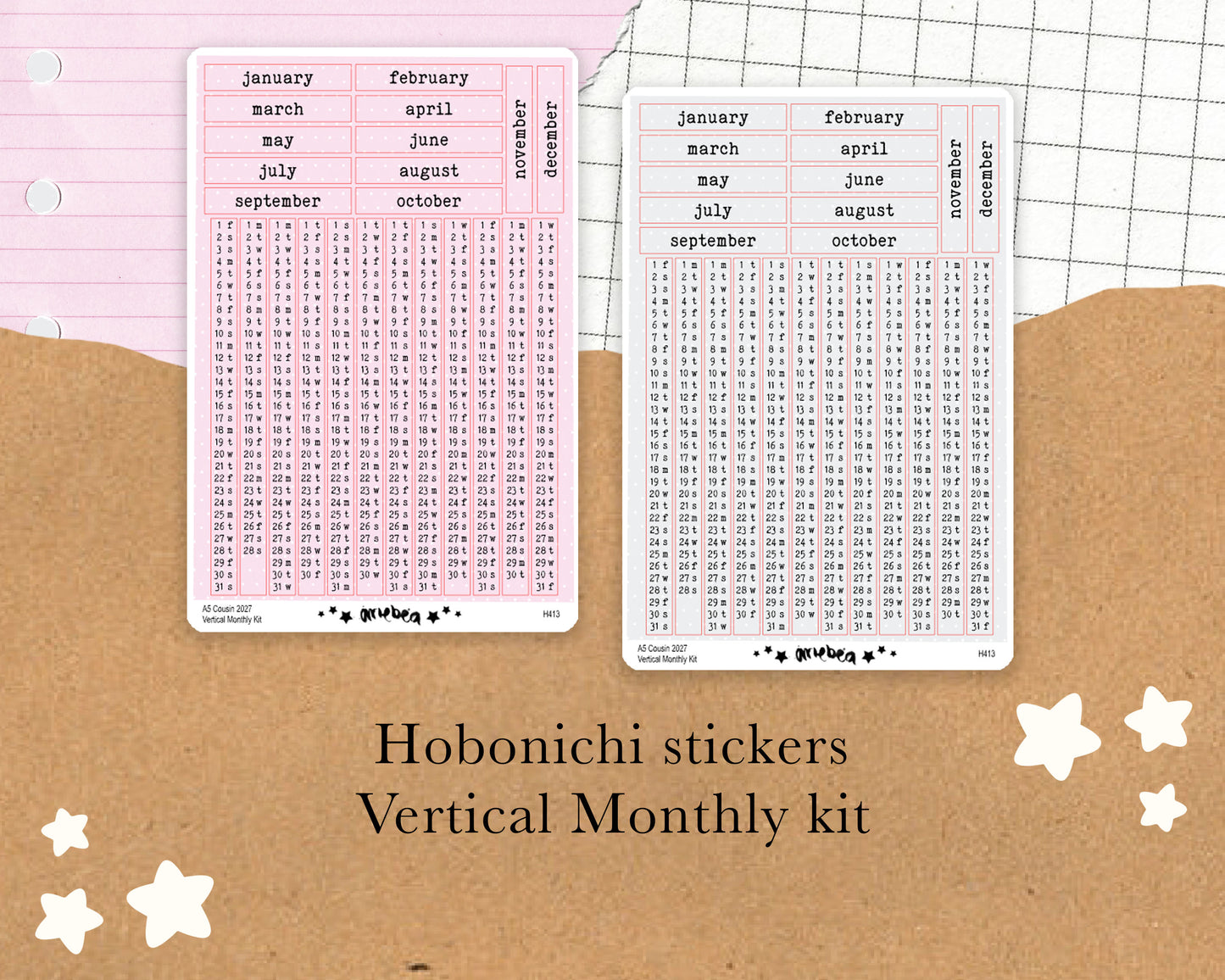 Vertical Perpetual Monthly | Hobonichi Cousin A5 | 2027