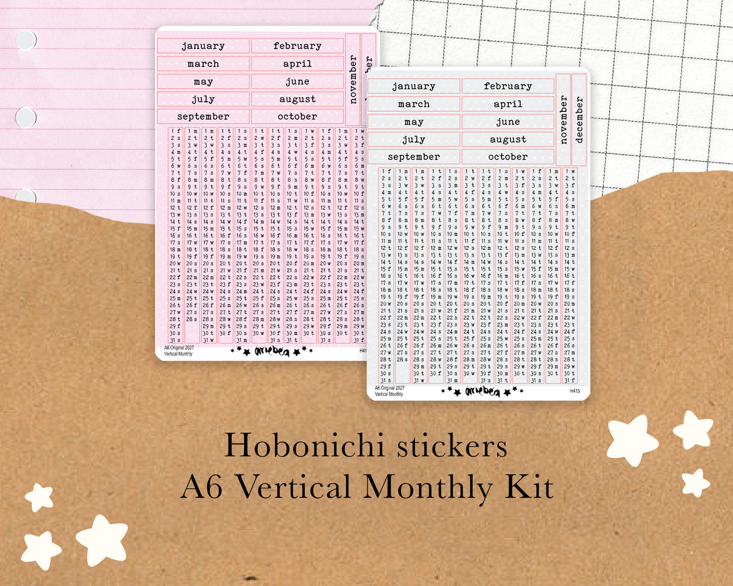 Vertical Perpetual Monthly | Hobonichi A6 | 2027