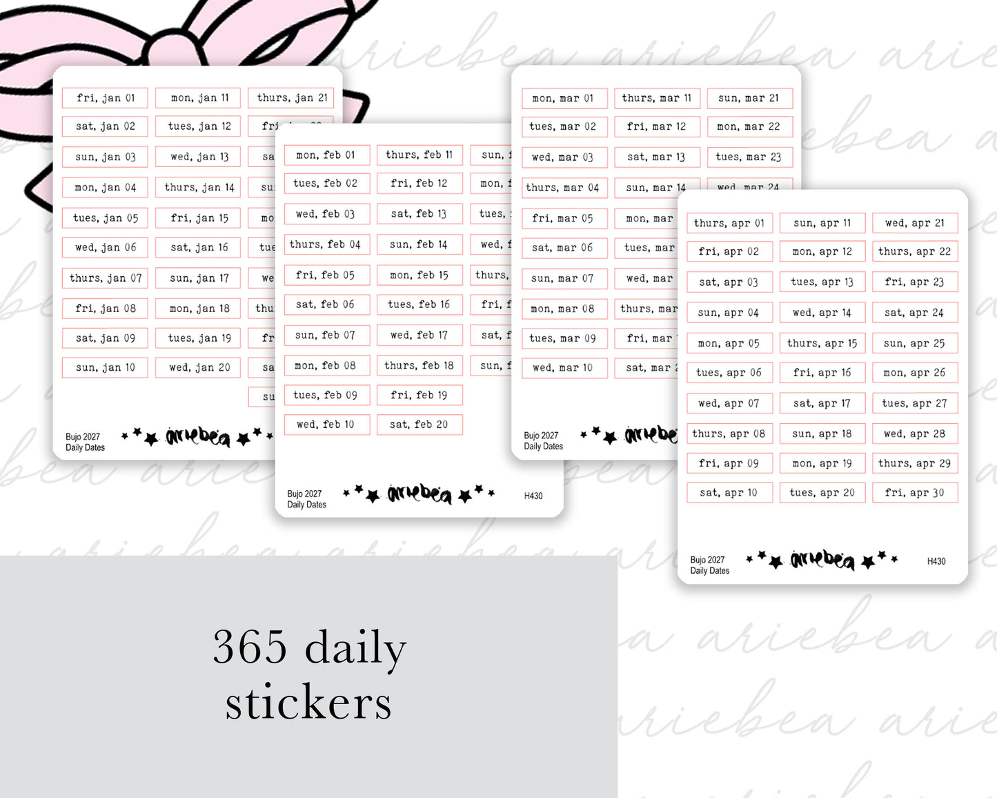 2027 Dated Daily Planner Stickers
