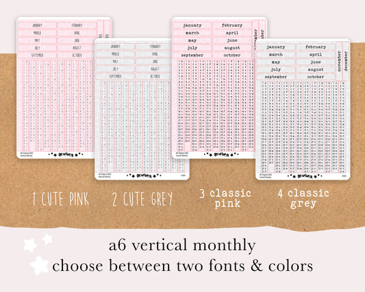 Vertical Perpetual Monthly | Hobonichi A6 | 2025