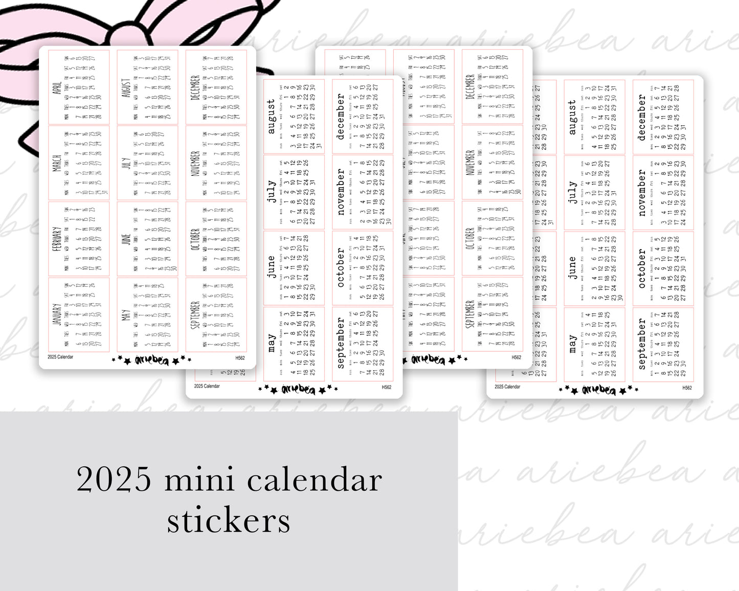 2025 Mini Month Calendar Planner Stickers