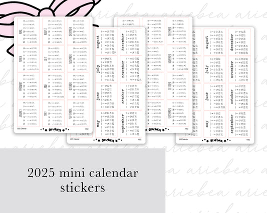 2025 Mini Month Calendar Planner Stickers