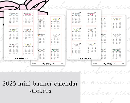 2025 Doodle Banner Mini Month Calendar Planner Stickers