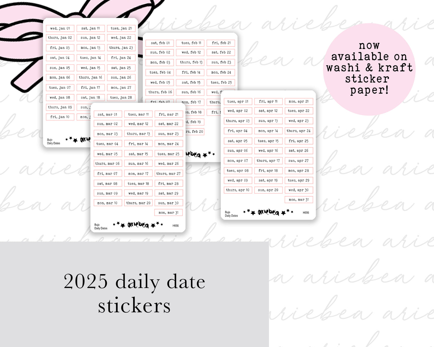 2025 Dated Daily Planner Stickers January - April