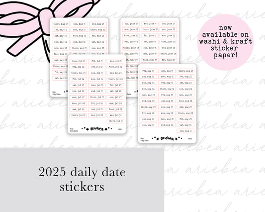 2025 Dated Daily Planner Stickers May - August