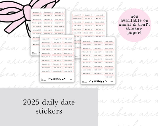 2025 Dated Daily Planner Stickers September -December