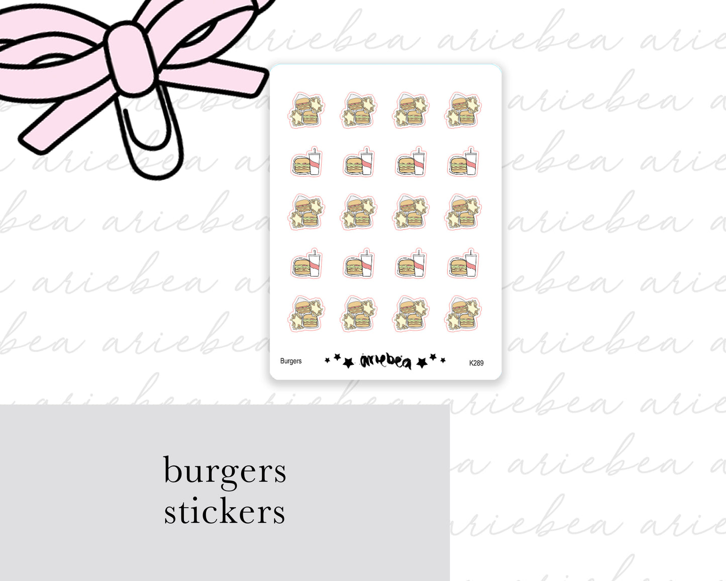 Burger Take Out Planner Stickers