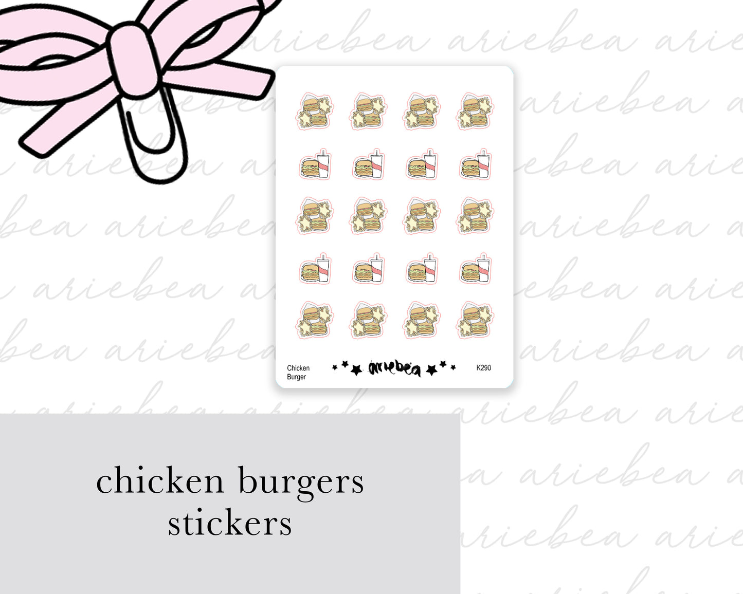 Chicken Burger Take Out Planner Stickers