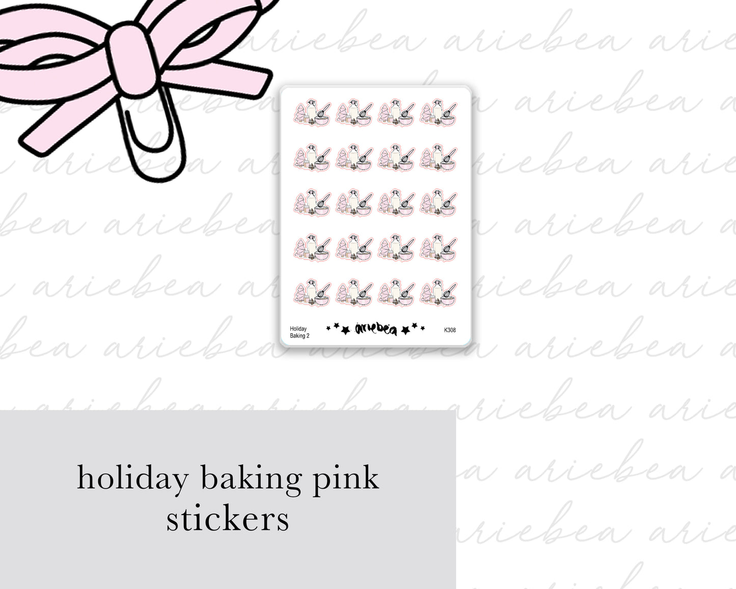 Pink Christmas Baking Planner Stickers