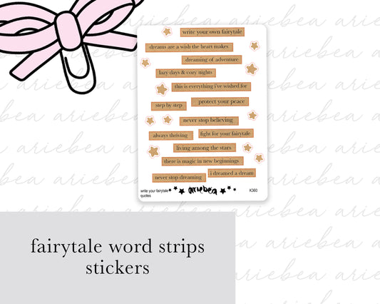 Fairytale Inspirational Quote Planner Stickers