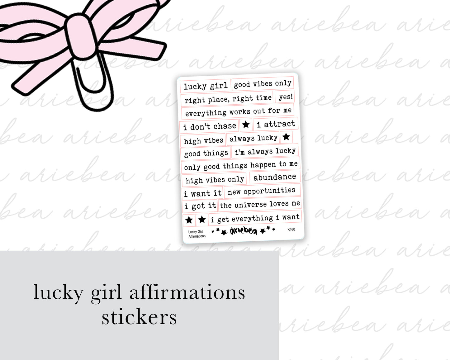Lucky Girl Affirmations Planner Stickers