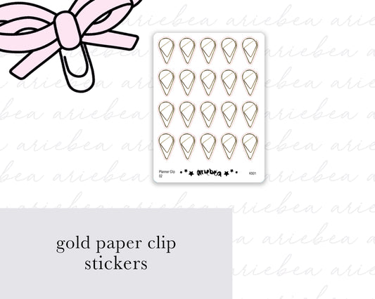 Gold Paper Clip Planner Stickers