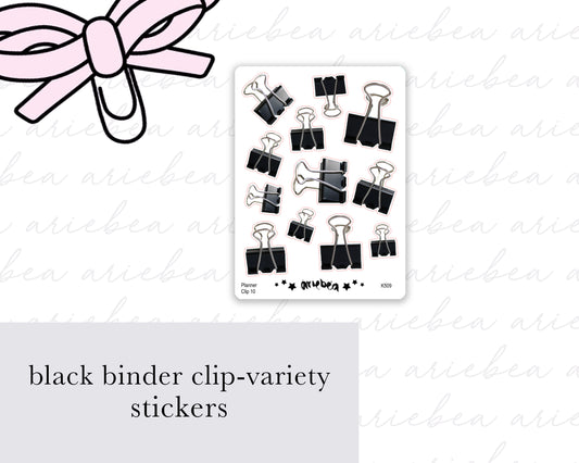 Black Binder Clip Variety Planner Stickers