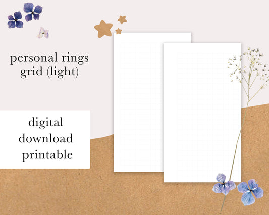 DIGITAL DOWNLOAD Personal Rings | Grid (light) Printable