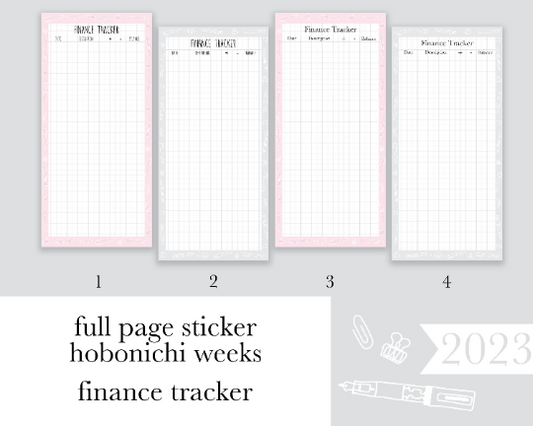 Finance Tracker |Weeks| Full Page Sticker |2023