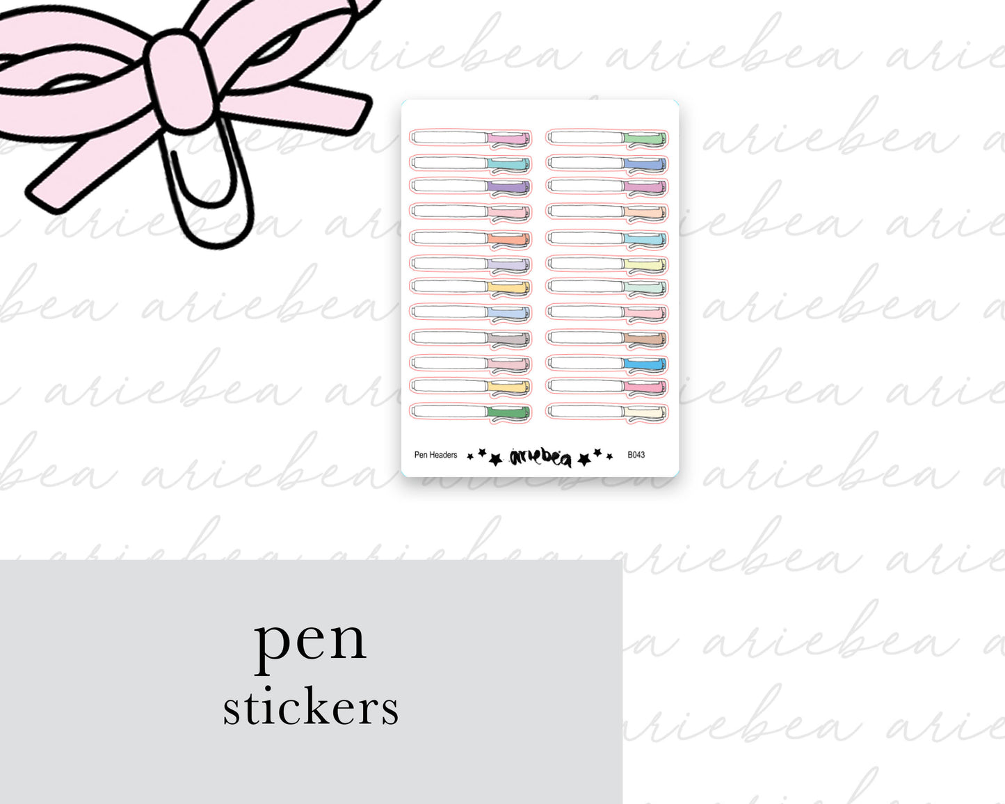 Pen Header Planner Stickers