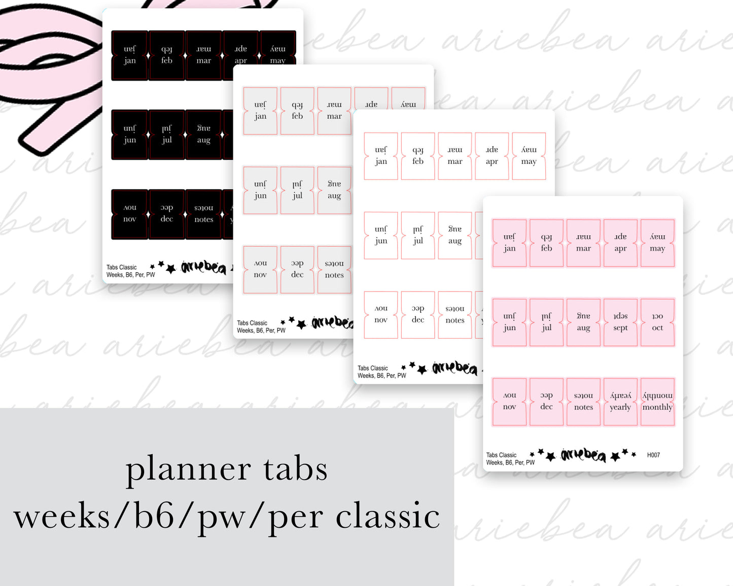 Monthly Planner Tabs Classic | Weeks, B6, Personal Wide, Personal