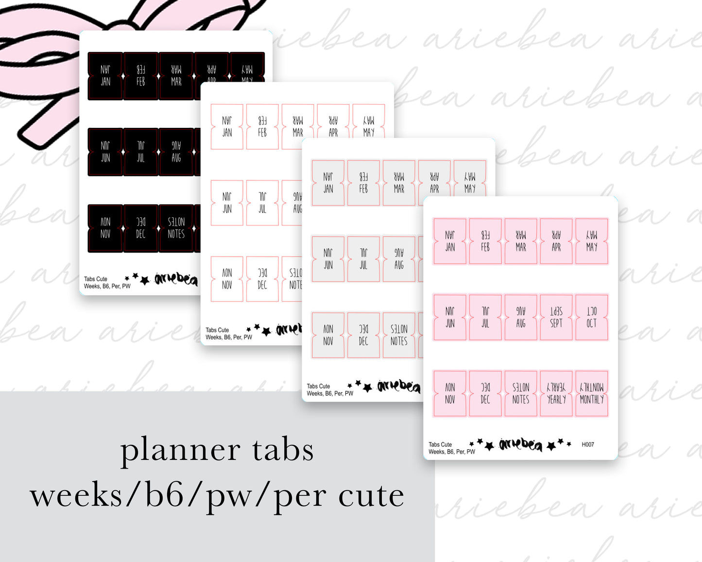 Monthly Planner Tabs Cute | Weeks, B6, Personal Wide, Personal