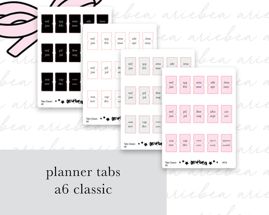Monthly Planner Tabs Classic | A6