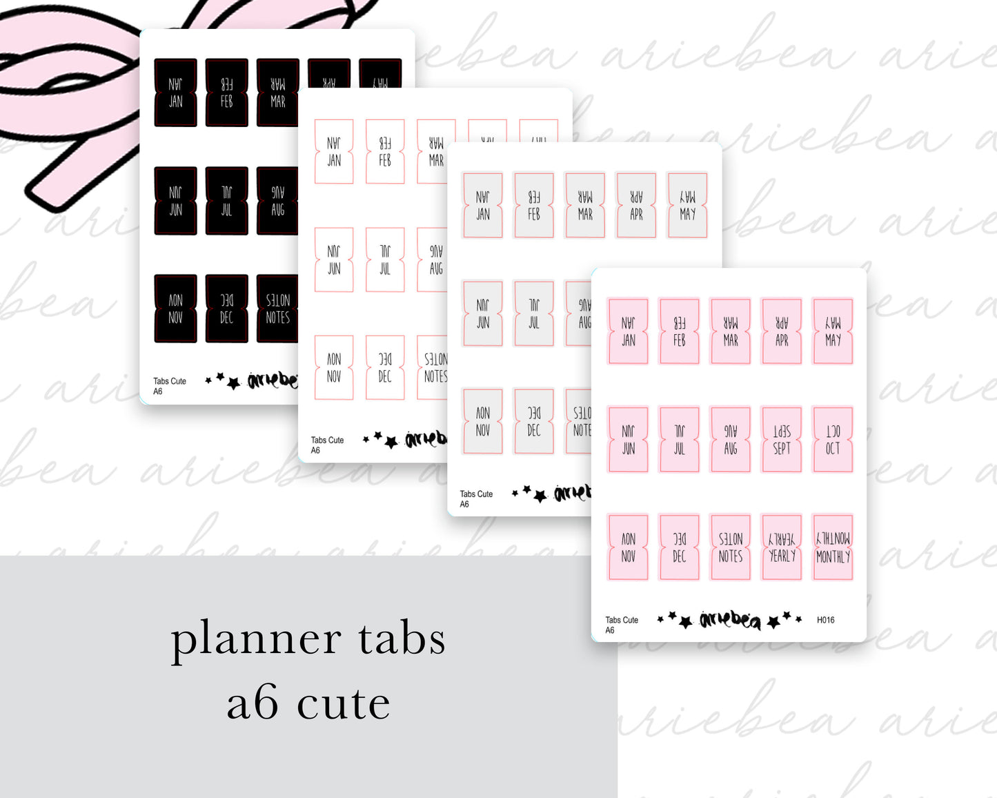 Monthly Planner Tabs Cute | A6