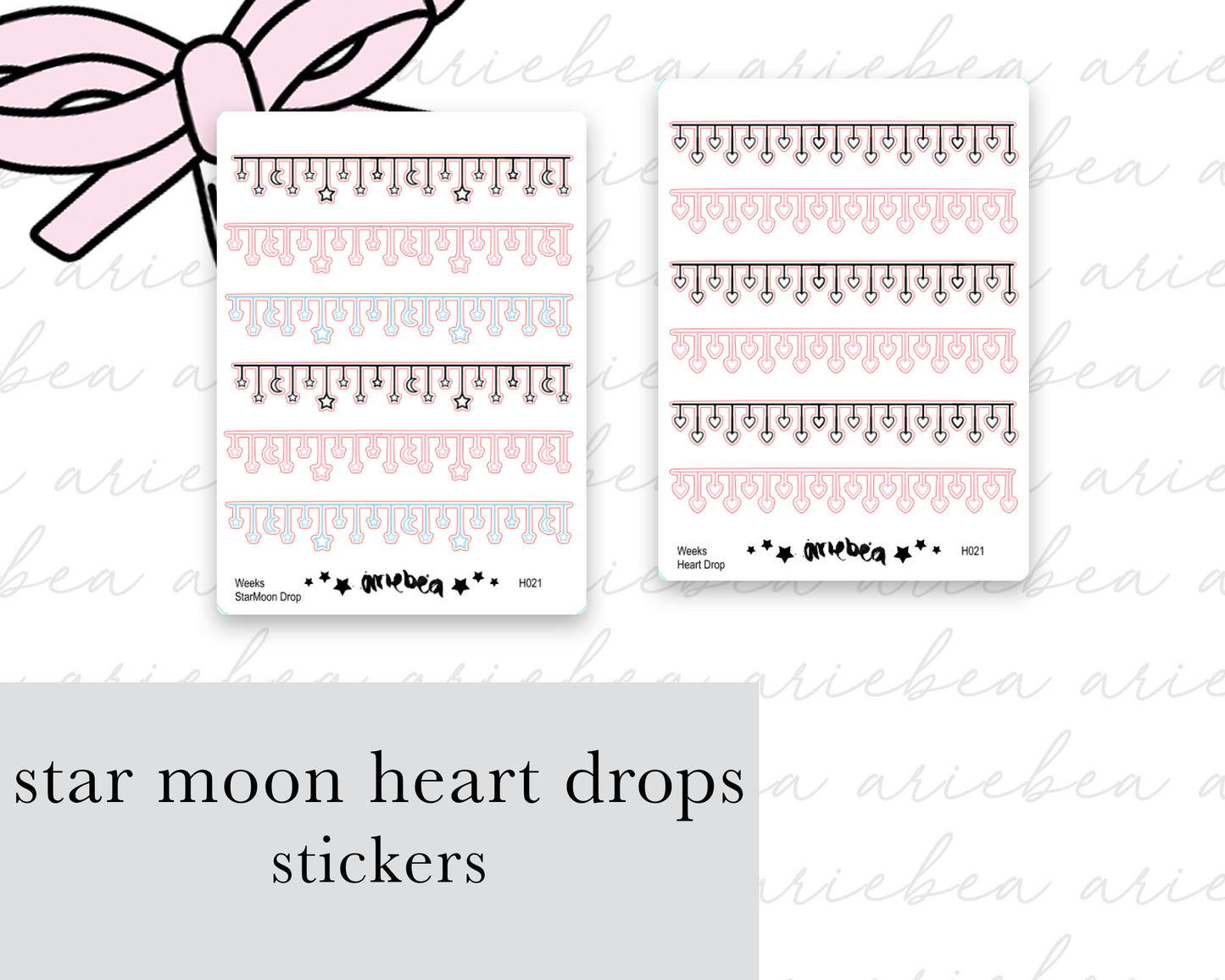 Hobonichi Star Moon Heart Drop Banner Divider Planner Stickers