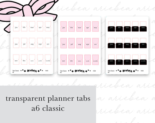 Monthly Tabs Transparent Classic | A6