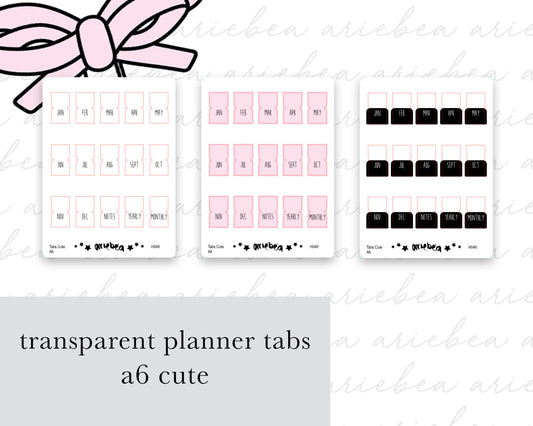 Monthly Tabs Transparent Cute | A6