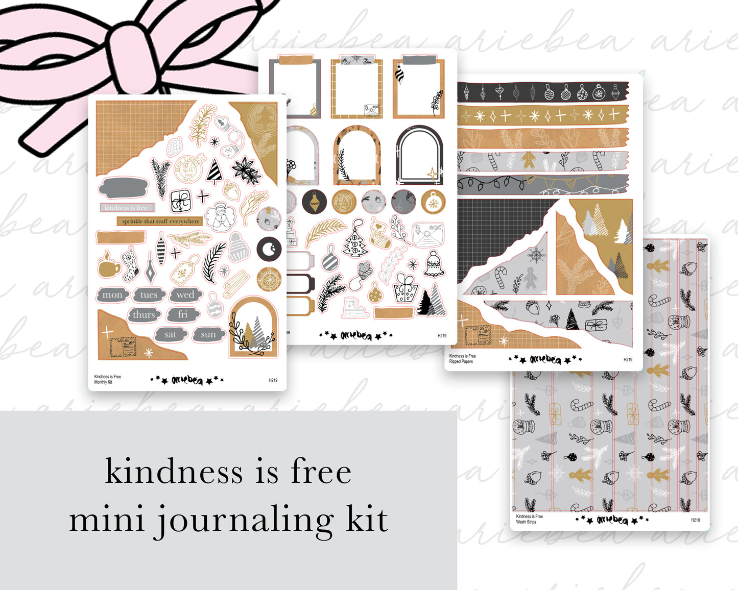 Kindness is Free Doodle Christmas Full Mini Kit (4 pages)