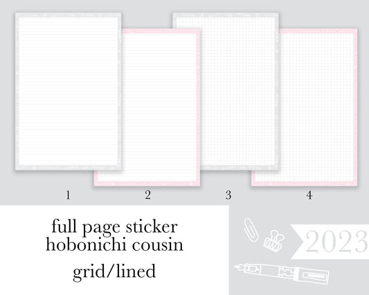 Grid & Lined |A5| Full Page Sticker|2023