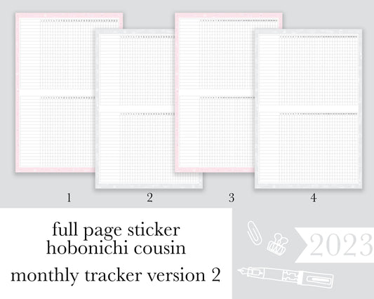 Monthly Tracker Ver. 2 |A5| Full Page Sticker|2023