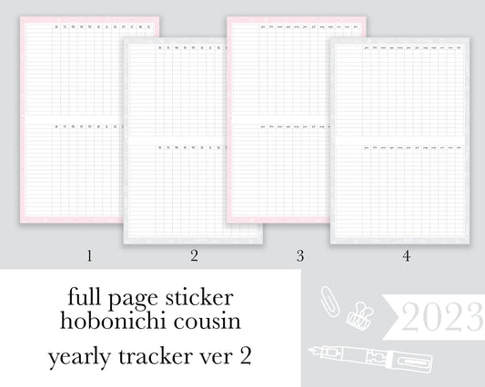 Yearly Tracker Ver. 2 |A5| Full Page Sticker|2023