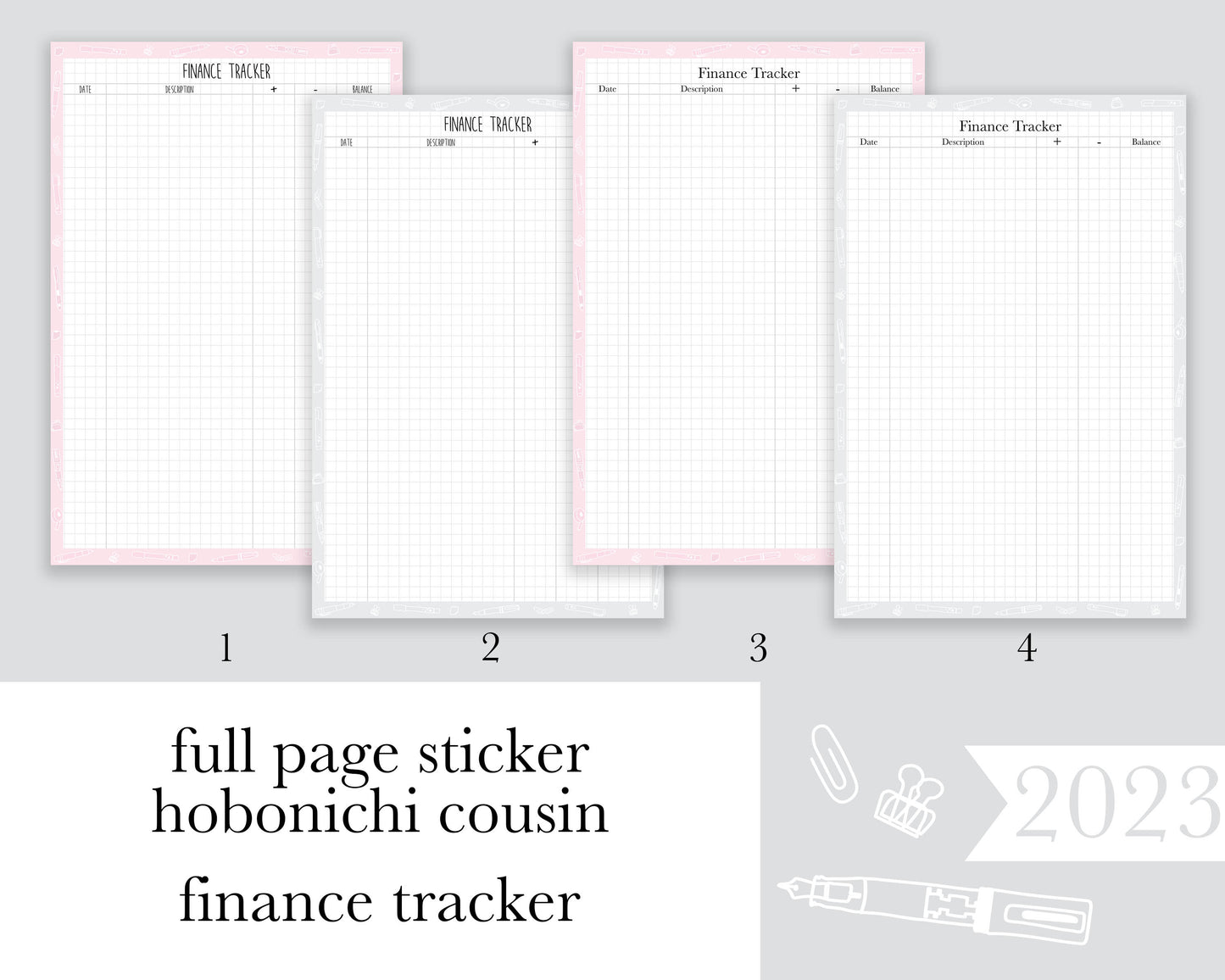 Finance Tracker |A5| Full Page Sticker| Anytime Undated