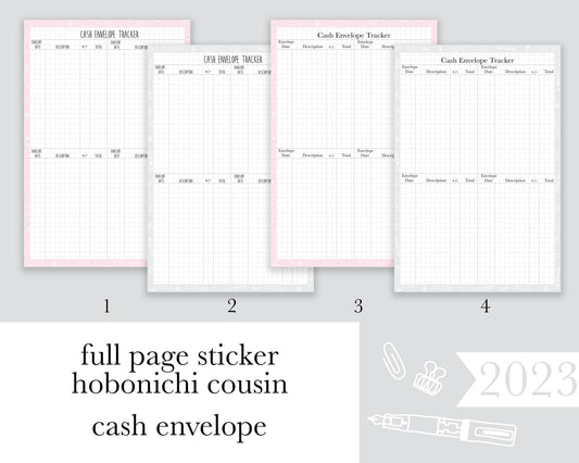 Cash Envelope Tracker |A5| Full Page Sticker|2023