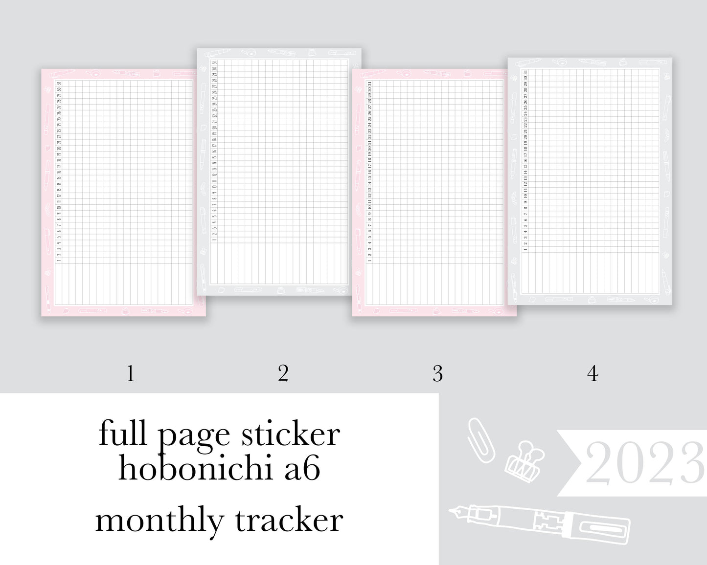 Monthly Tracker |A6| Full Page Sticker |2023