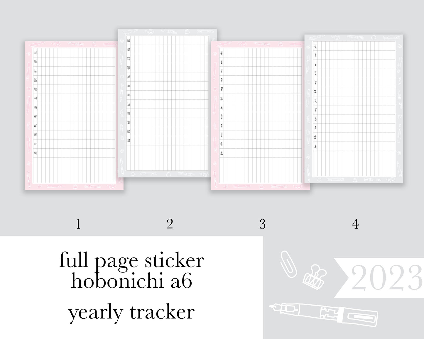 Yearly Tracker |A6| Full Page Sticker |2023