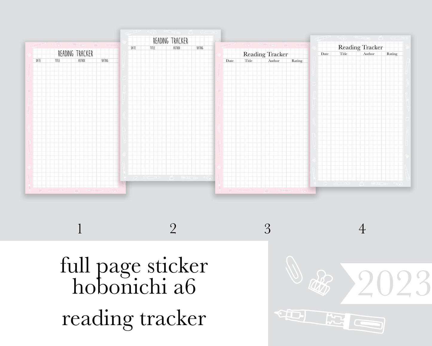 Reading Tracker |A6| Full Page Sticker |2023